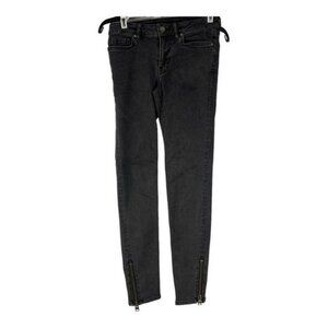 Allsaints Womens Skinny Fit Charcoal Gray Denim Jeans W26 With Ankle Zippers